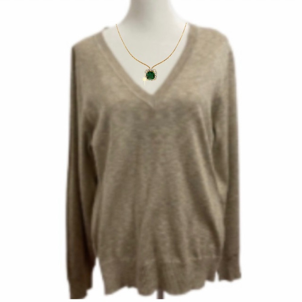 NWT Liz Claiborne Tan/Beige Sweater With Gold Metallic Size Large